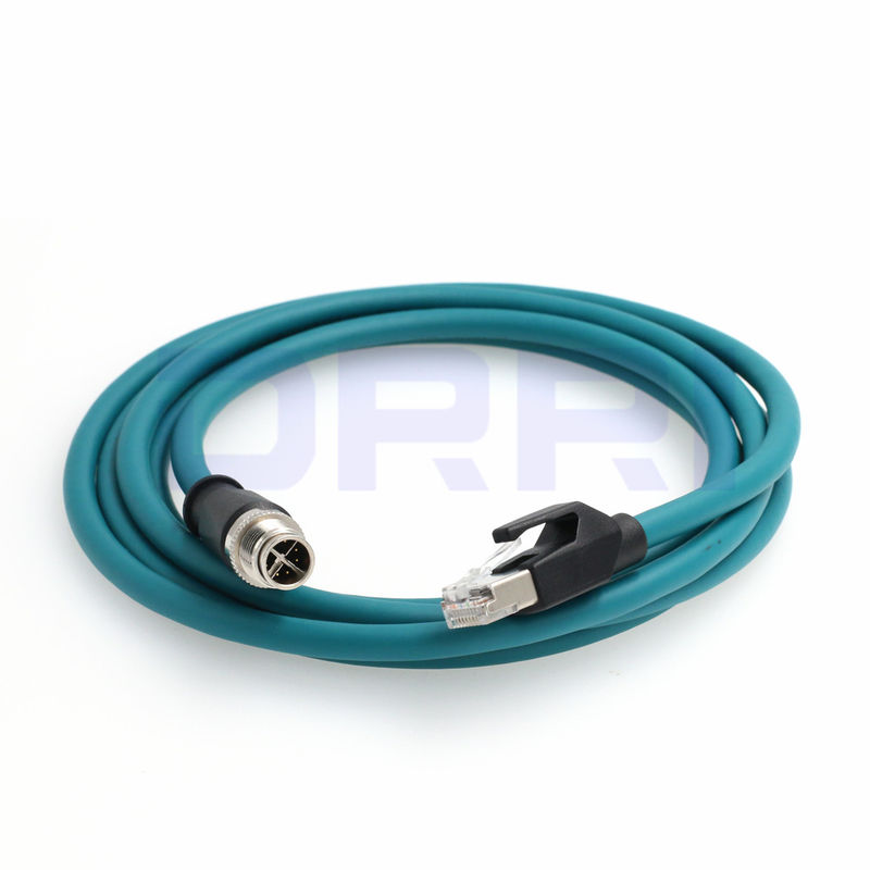 Cable de Ethernet flexible M12, X-cifrado 8 poste al cable protegido Cat6 del interfaz del RJ45 Gigabit Ethernet